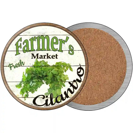 Farmers Market Cilantro Novelty Circle Coaster Set of 4