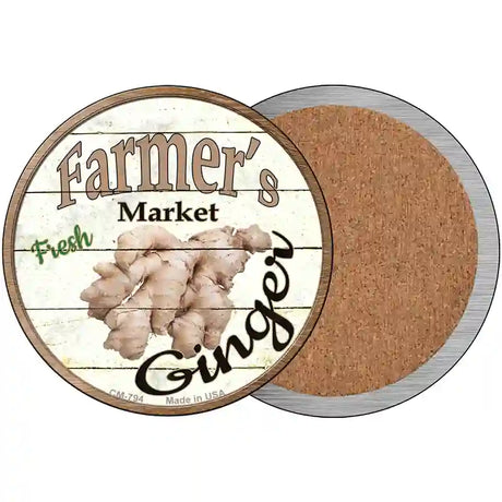 Farmers Market Ginger Novelty Circle Coaster Set of 4