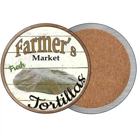 Farmers Market Tortillas  Novelty Circle Coaster Set of 4