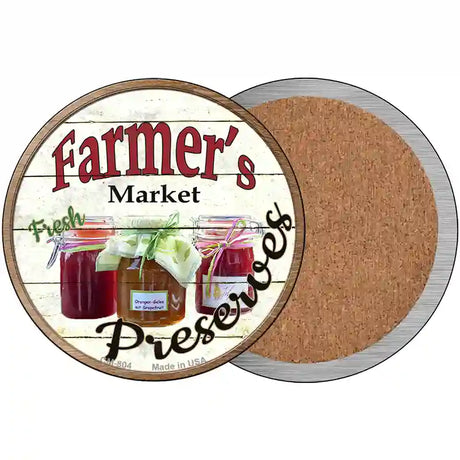 Farmers Market Preserves Novelty Circle Coaster Set of 4