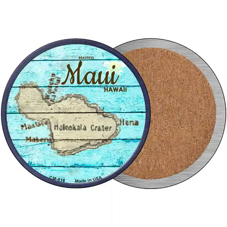 Maui Hawaii Map Novelty Circle Coaster Set of 4