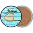 Kauai Hawaii Map Novelty Circle Coaster Set of 4