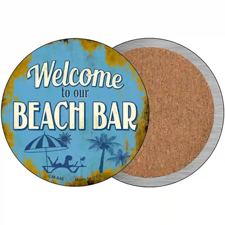 Welcome to our Beach Bar Novelty Circle Coaster Set of 4