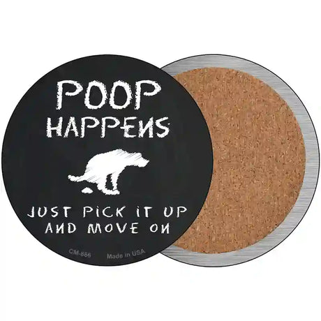 Dog Poop Happens Novelty Circle Coaster Set of 4