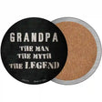 Grandpa The Legend Novelty Circle Coaster Set of 4