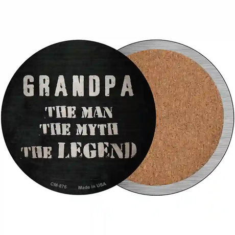 Grandpa The Legend Novelty Circle Coaster Set of 4