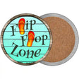 Orange Flip Flop Zone Novelty Circle Coaster Set of 4