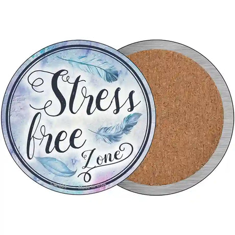 Stress Free Zone Novelty Circle Coaster Set of 4