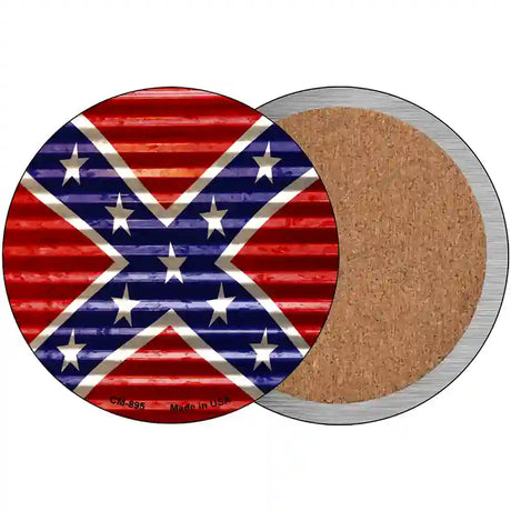 Confederate Flag Corrugated Novelty Circle Coaster Set of 4