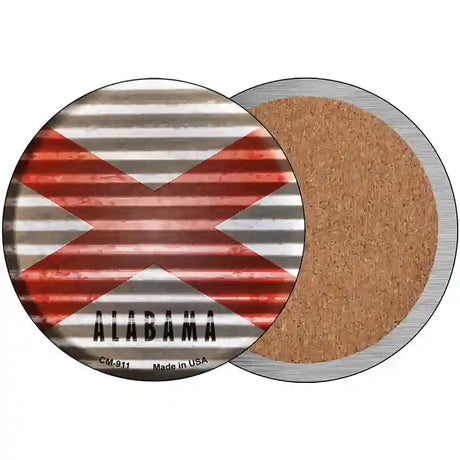 Alabama Flag Corrugated Effect Novelty Circle Coaster Set of 4