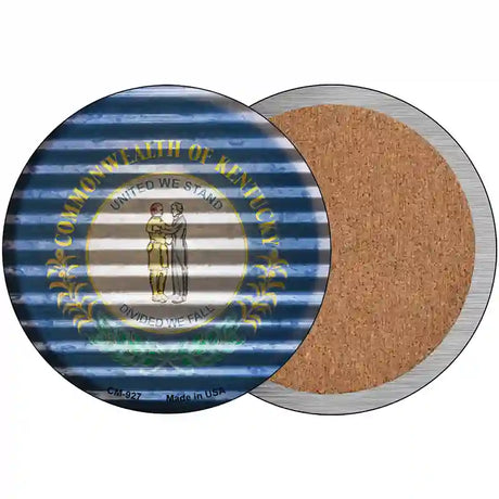 Kentucky Flag Corrugated Effect Novelty Circle Coaster Set of 4