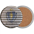 Massachusetts Flag Corrugated Effect Novelty Circle Coaster Set of 4