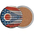 Ohio Flag Corrugated Effect Novelty Circle Coaster Set of 4