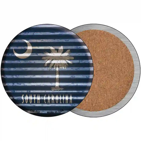 South Carolina Flag Corrugated Effect Novelty Circle Coaster Set of 4