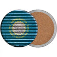 South Dakota Flag Corrugated Effect Novelty Circle Coaster Set of 4