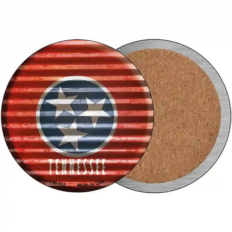 Tennessee Flag Corrugated Effect Novelty Circle Coaster Set of 4