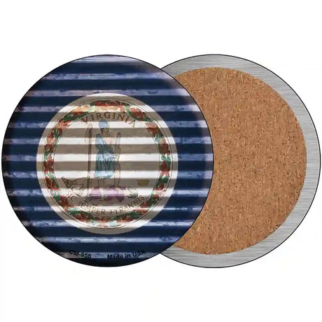 Virginia Flag Corrugated Effect Novelty Circle Coaster Set of 4