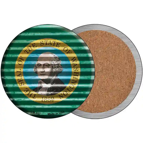 Washington Flag Corrugated Effect Novelty Circle Coaster Set of 4