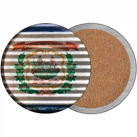 West Virginia Flag Corrugated Effect Novelty Circle Coaster Set of 4