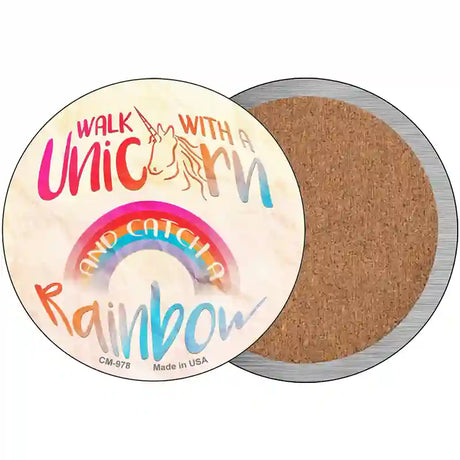 Walk with a Unicorn Novelty Circle Coaster Set of 4