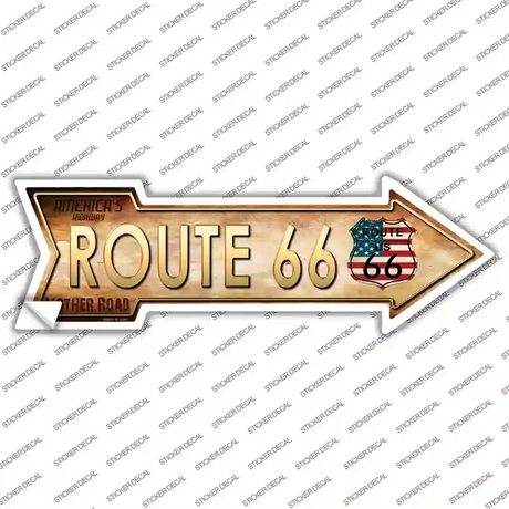 American Flag Route 66 Novelty Arrow Sticker Decal