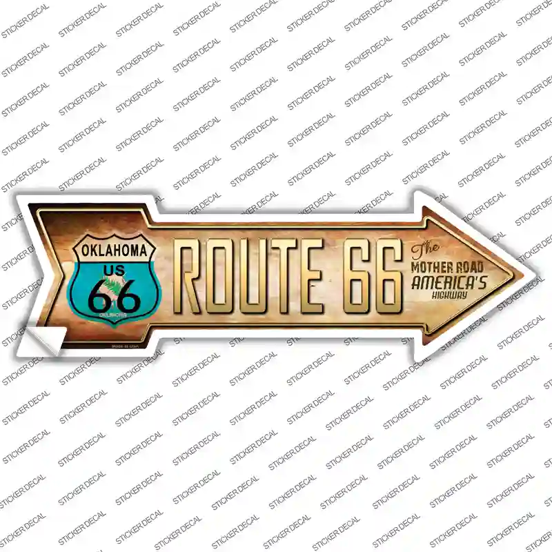 Route 66 Oklahoma Flag Novelty Arrow Sticker Decal