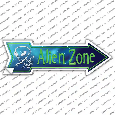 Alien Zone Novelty Arrow Sticker Decal Small