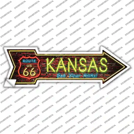 Kansas Neon Novelty Arrow Sticker Decal Small