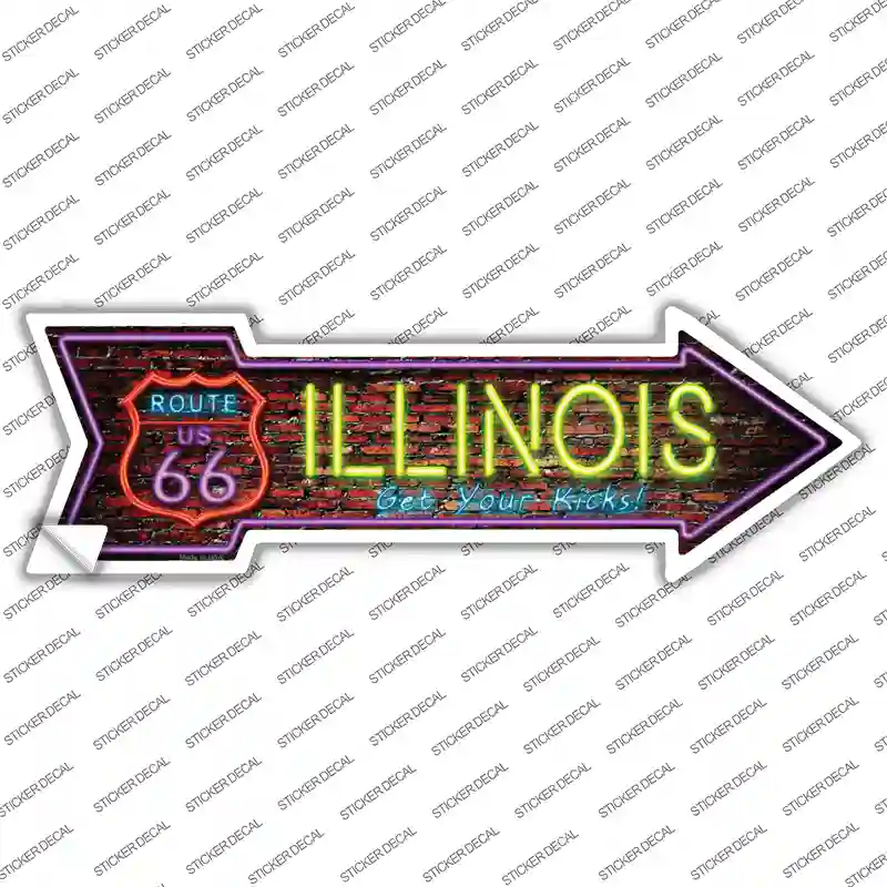 Illinois Neon Novelty Arrow Sticker Decal Small