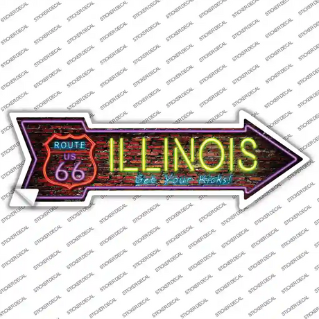 Illinois Neon Novelty Arrow Sticker Decal Small