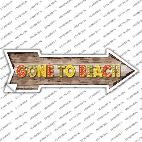 Gone To Beach Novelty Arrow Sticker Decal Small