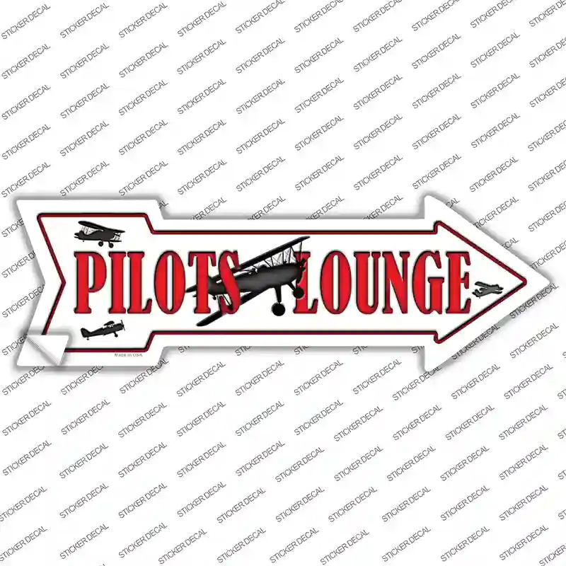 Pilots Lounge Novelty Arrow Sticker Decal