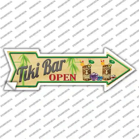 Tiki Bar Open Novelty Arrow Sticker Decal Small