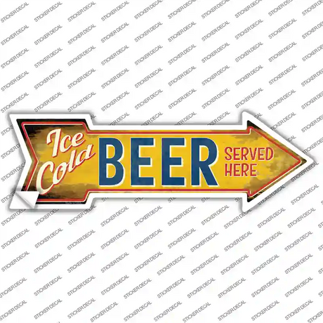 Ice Cold Beer Served Here Novelty Arrow Sticker Decal Small