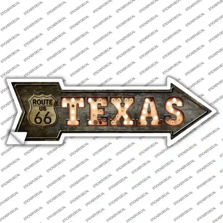 Texas Route 66 Bulb Letters Novelty Arrow Sticker Decal Small