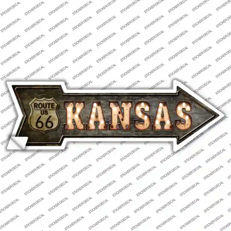 Kansas Route 66 Bulb Letters Novelty Arrow Sticker Decal Small