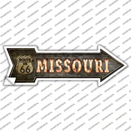 Missouri Route 66 Bulb Letters Novelty Arrow Sticker Decal Small