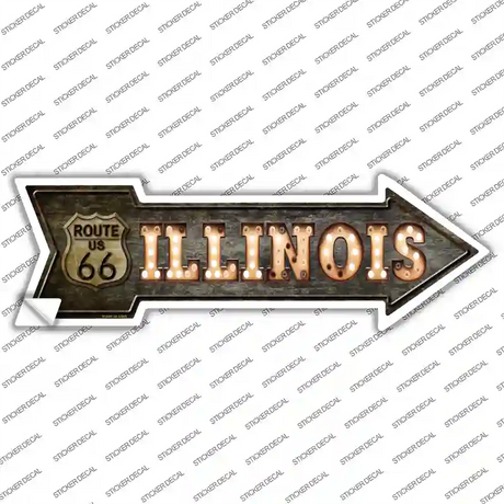 Illinois Route 66 Bulb Letters Novelty Arrow Sticker Decal Small