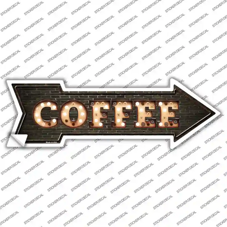 Coffee Bulb Letters Novelty Arrow Sticker Decal Small