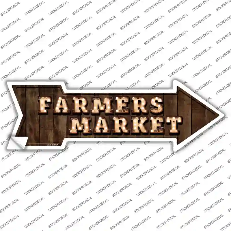 Farmers Market Bulb Letters Novelty Arrow Sticker Decal Small