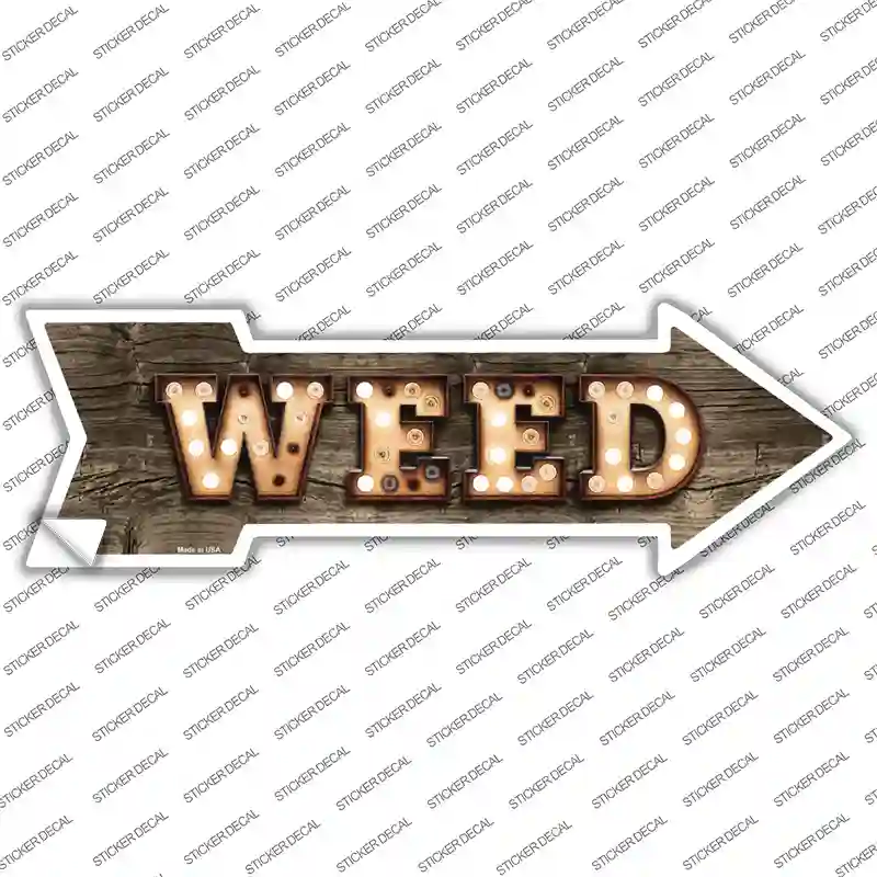 Weed Bulb Letters Novelty Arrow Sticker Decal Small