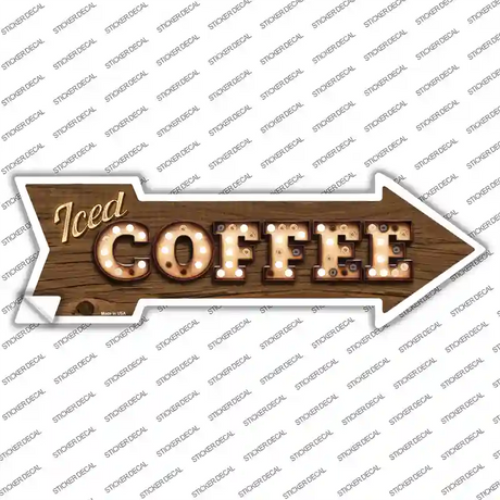 Iced Coffee Bulb Letters Novelty Arrow Sticker Decal Small