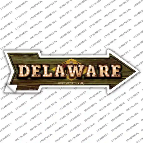 Delaware Bulb Lettering Novelty Arrow Sticker Decal