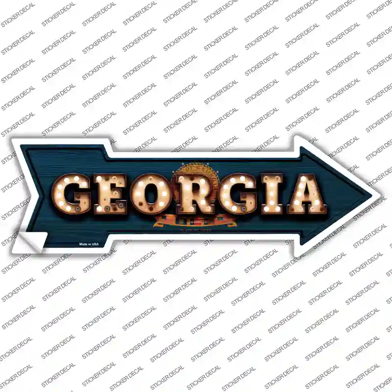 Georgia Bulb Lettering Novelty Arrow Sticker Decal Small