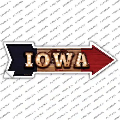 Iowa Bulb Lettering Novelty Arrow Sticker Decal Small