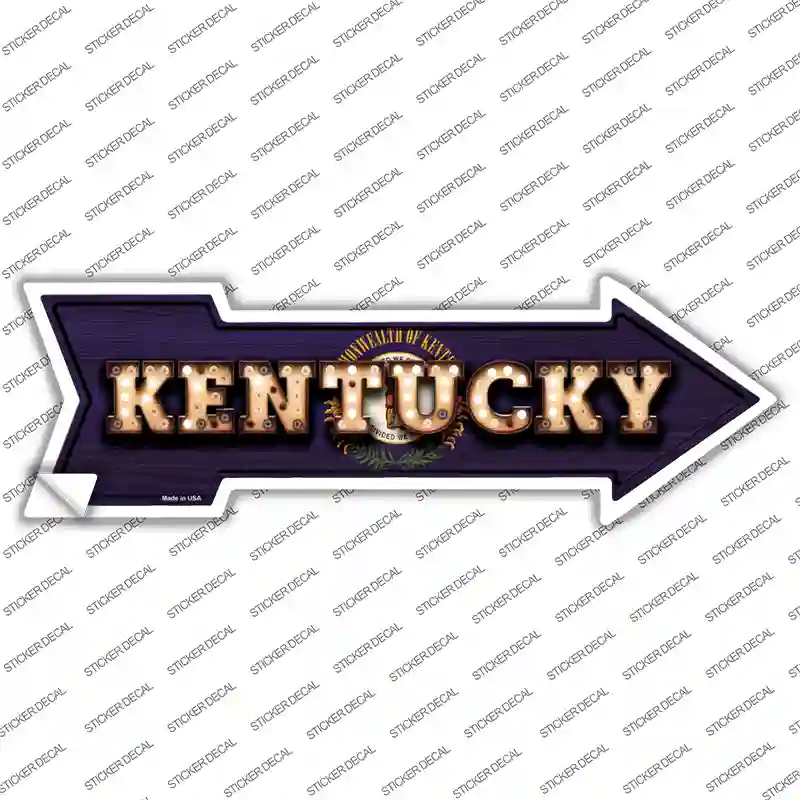 Kentucky Bulb Lettering Novelty Arrow Sticker Decal Small