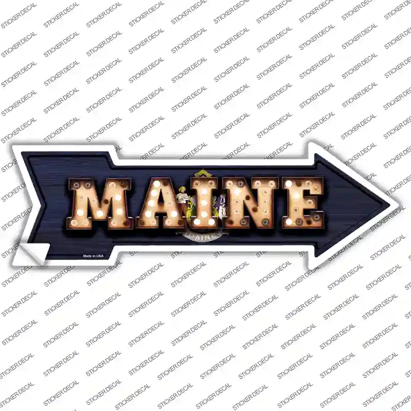 Maine Bulb Lettering Novelty Arrow Sticker Decal Small