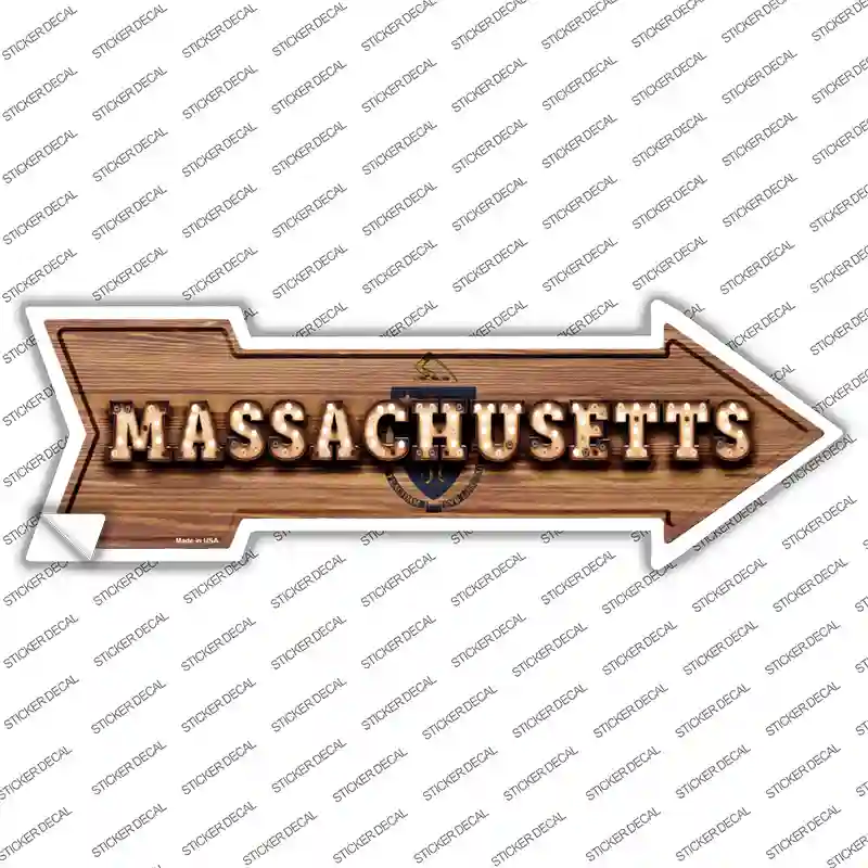 Massachusetts Bulb Lettering Novelty Arrow Sticker Decal Small