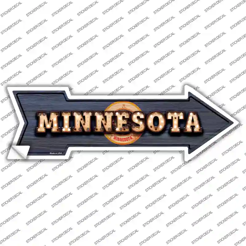 Minnesota Bulb Lettering Novelty Arrow Sticker Decal Small