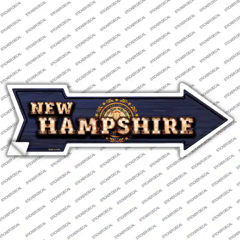 New Hampshire Bulb Lettering Novelty Arrow Sticker Decal Small